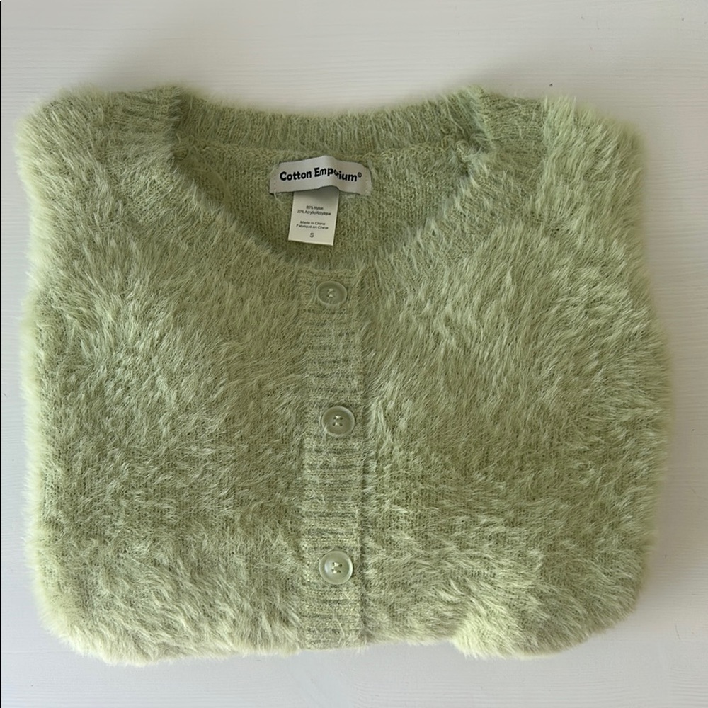 Cotton Emporium Women's Soft Green Cardigan